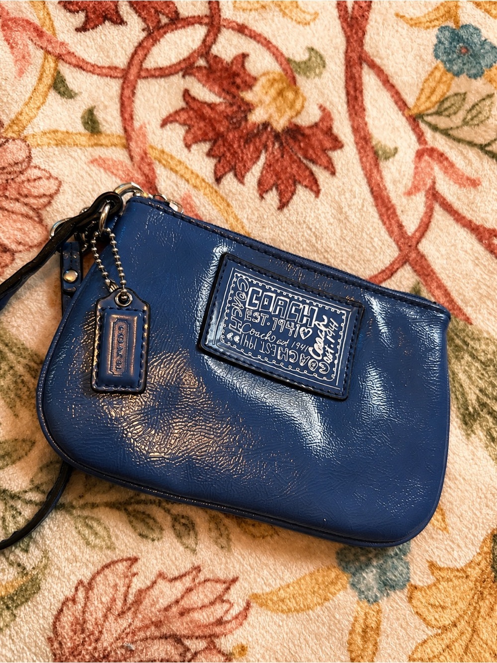 Coach Blue Patent Leather Wristlet - Coach